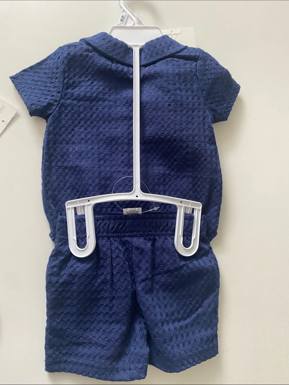 Rachel Zoe Navy Textured Baby Romper & Shorts Set with Sunglasses